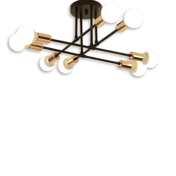 Modern Vintage 8-Head Pendant Ceiling Lamp with E27 Bases – Available in Black, White, or Gold for Living Rooms