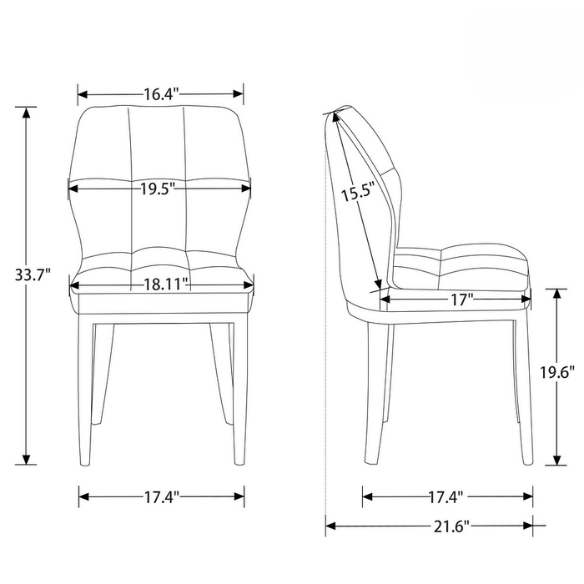 Mid-Century Modern Checkered Faux Leather Dining Chairs (Set of 2 or 4) – Sponge Padded Seat & Sturdy Metal Legs