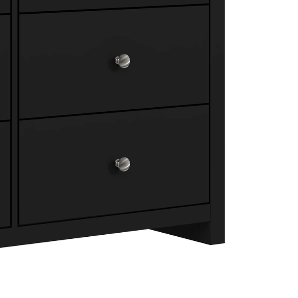 Modern 6-Drawer Double Dresser with Angled Sled Legs and Round Metal Hardware
