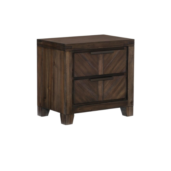 3-Piece Cherry Modern Panel Bedroom Set – Rustic Elegance with V-Matched Planks, Acacia Veneers, and Antiqued Hardware