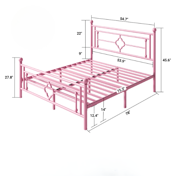 Durable Metal Platform Bed – Full Double Size with Sturdy Frame and Modern Design