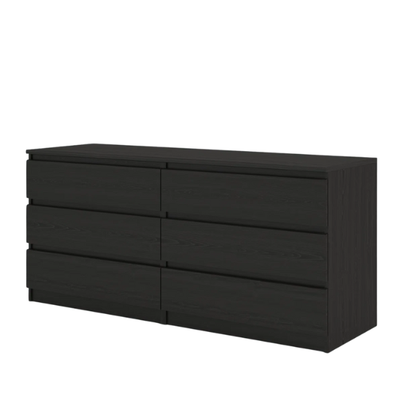 Versatile 60.5" 6-Drawer Double Dresser with Smooth Metal Glides and Clean-Lined Silhouette