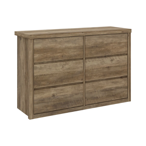 Modern 46.46'' 6-Drawer Double Dresser with Hidden Handles and Wood Grain Finish