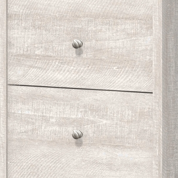 2-Drawer Nightstand – Neutral Engineered Wood, Streamlined Rectangular Design, Four Block Legs, Convenient Storage with Roller-Glide Drawers & Metal Knobs, Perfect for Traditional & Contemporary Bedroom