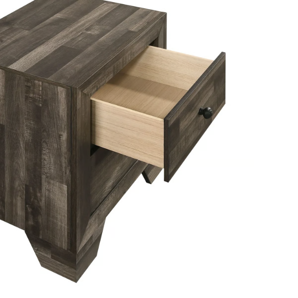 Rustic Gray 6-Piece Stone Platform Bedroom Set with Distressed Wood Finish for a Charming, Modern Look