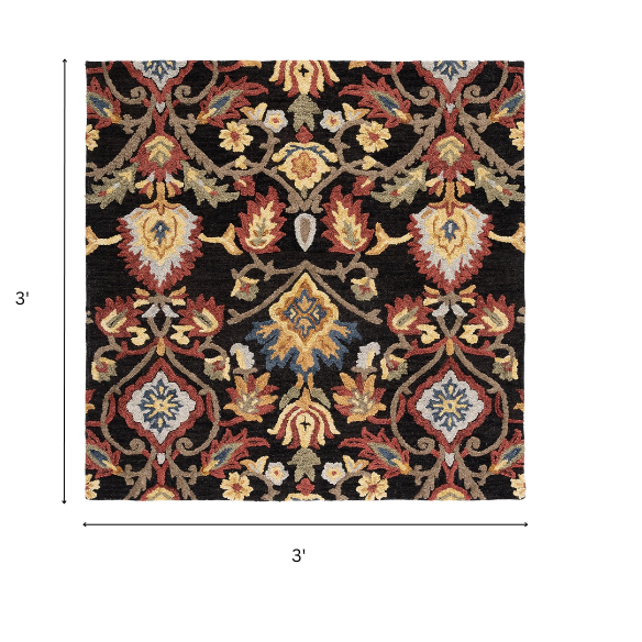 Tufted Wool Area Rug – Luxurious Floral Design
