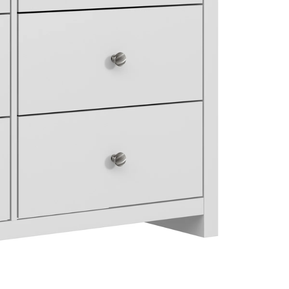 Modern 6-Drawer Double Dresser with Angled Sled Legs and Round Metal Hardware
