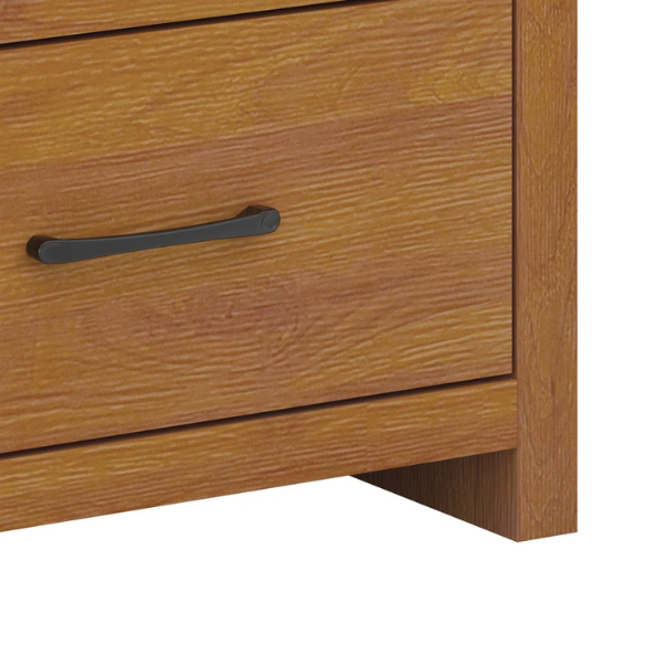 Modern 6-Drawer Double Dresser with Flared Feet and Sleek Black Metal Handles