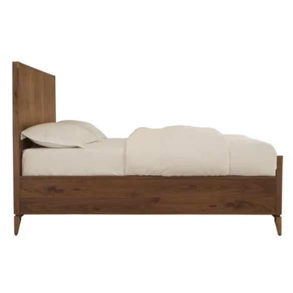 Timeless Traditional Solid Wood 3-Piece Configurable Bedroom Set in Natural Walnut with Sleek Panel Bed, 2-Drawer Nightstand, and 6-Drawer Dresser for Effortless Style and Organization