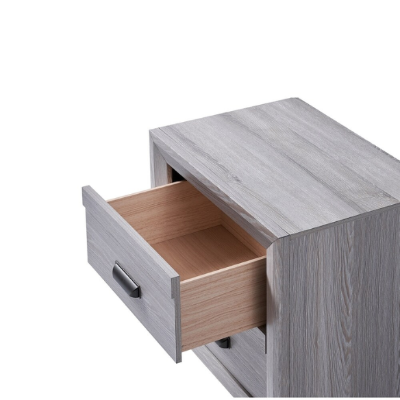 Contemporary Gray Panel Queen Bedroom Set – Bed, Dresser, Mirror & Nightstand