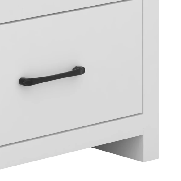 Modern 6-Drawer Double Dresser with Flared Feet and Sleek Black Metal Handles