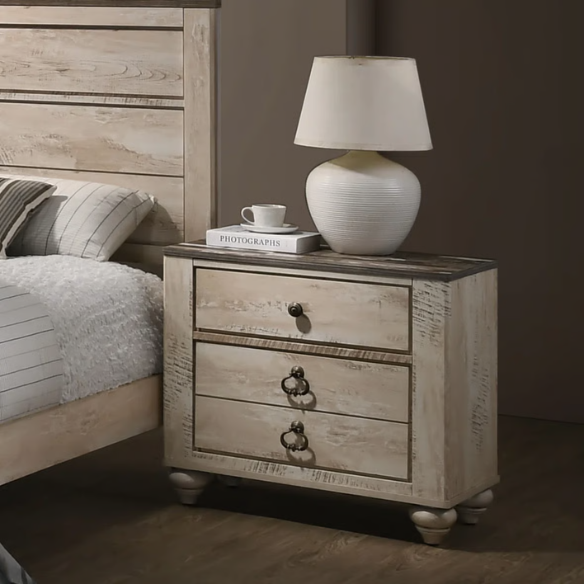 Rustic and Refined 6-Piece Contemporary Driftwood King Bedroom Set with Dovetail Construction and Antique-Inspired Distressed Finish