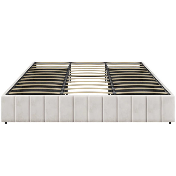 King Size Upholstered Platform Storage Bed with Velvet Fabric, Channel-Tufted Accents, and Built-In Drawers for Extra Storage