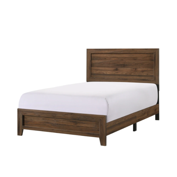 Elegant 5-Piece Cherry Brown Transitional Wood Grain Panel Bedroom Set with Timeless Style and Modern Touch