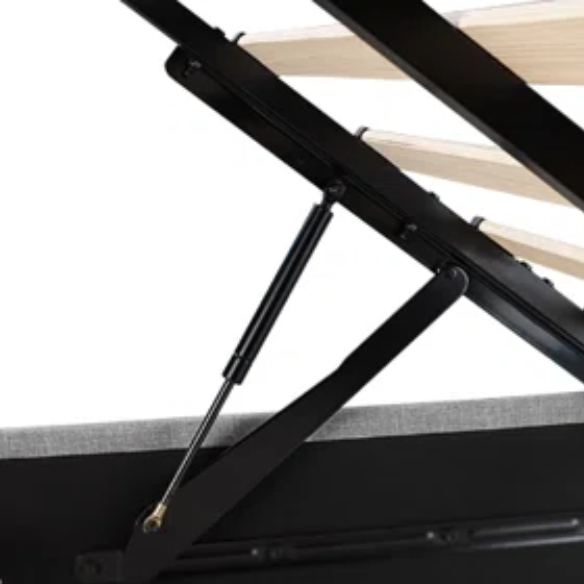 Modern King Size Upholstered Platform Bed with Hydraulic Lift Storage – Sleek Grooved Headboard, Space-Saving Design, and No Box Spring Needed