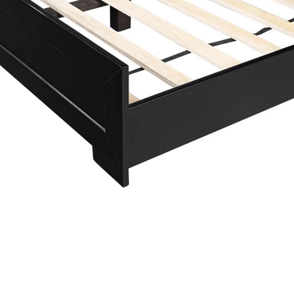 Neutral-Colored Solid Wood Queen Size Low Profile Platform Bed