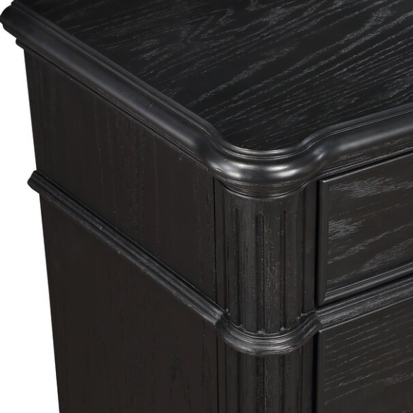 3-Piece Black Modern Contemporary Solid Wood & Veneers Fabric Upholstered Bedroom Set – Sleek, Sturdy Design with Luxurious Comfort