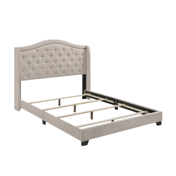 Button Tufted Upholstered Full Double Bed with Panel Headboard Design – Elegant and Comfortable with Premium Upholstery
