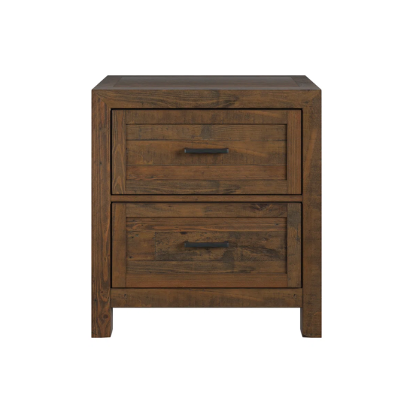 Weathered Oak Queen Bed with Solid Wood Standard Bedroom Set – Timeless, Durable, and Stylish