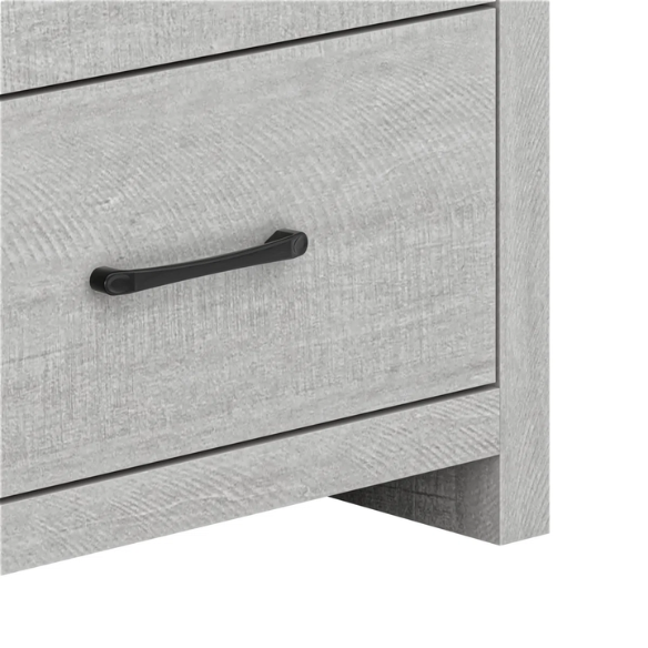 Modern 6-Drawer Double Dresser with Flared Feet and Sleek Black Metal Handles