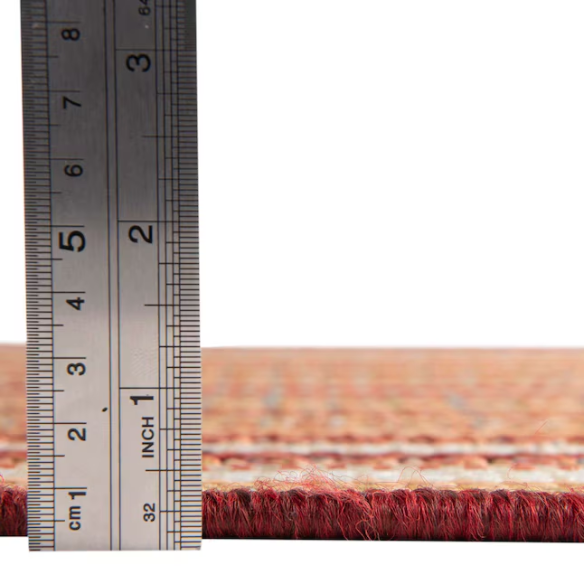 Coastal-Inspired Geometric Rug – Fade & Stain-Resistant, Burgundy,Ivory,Orange,Green,Blue Pattern, Ideal for Indoor/Outdoor Use