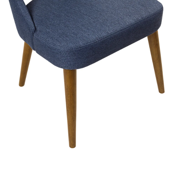 Textured Fabric Dining Side Chairs (Set of 2) – Solid Wood Frame with Mediterranean or Pecan Finish, High-Density Foam Fill & Rounded Back Design