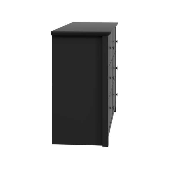 Modern 6-Drawer Double Dresser with Angled Sled Legs and Round Metal Hardware