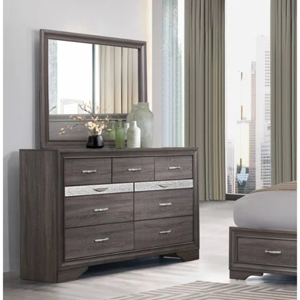 Visually Stunning Panel Configurable Bedroom Set – Clean Modern Design with Timeless Gray Finish, Melamine Detailing, Panel Headboard, and Spacious Footboard Drawers – Perfect for Creating a Serene and Stylish Bedroom Retreat