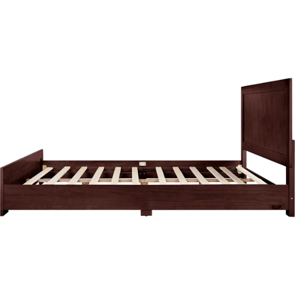 Neutral-Colored Solid Wood Queen Size Low Profile Platform Bed