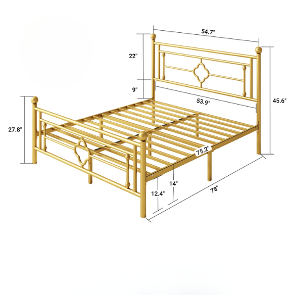 Durable Metal Platform Bed – Full Double Size with Sturdy Frame and Modern Design