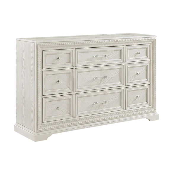 5-Piece Cream Panel Bedroom Set – Timeless Elegance and Tranquil Charm with Elegant Detailing and Durable Craftsmanship