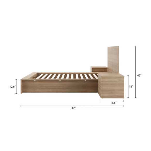 Modern 4-Piece Queen Bedroom Set with Platform Bed, Headboard, and 2 Drawer Nightstands