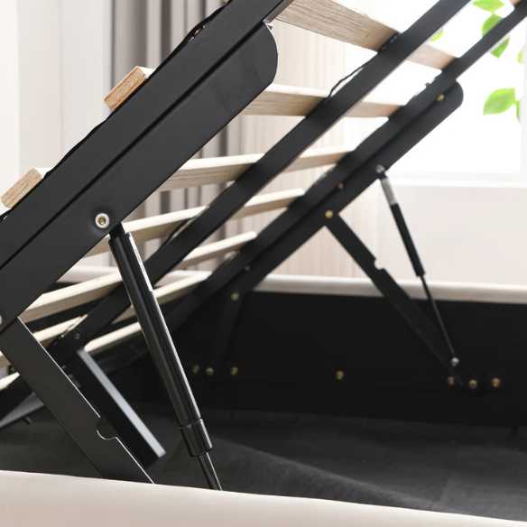 Elegant Hydraulic Velvet Upholstered Platform Bed – Full Double Size with Lift-Up Storage for Ultimate Space Saving
