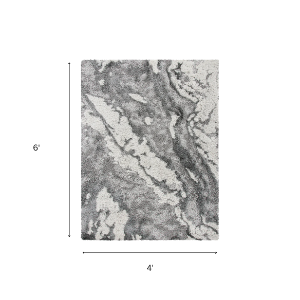 Plush Abstract Neutral Pattern Shag Rug