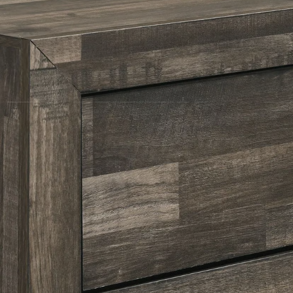 Rustic Gray 6-Piece Stone Platform Bedroom Set with Distressed Wood Finish for a Charming, Modern Look