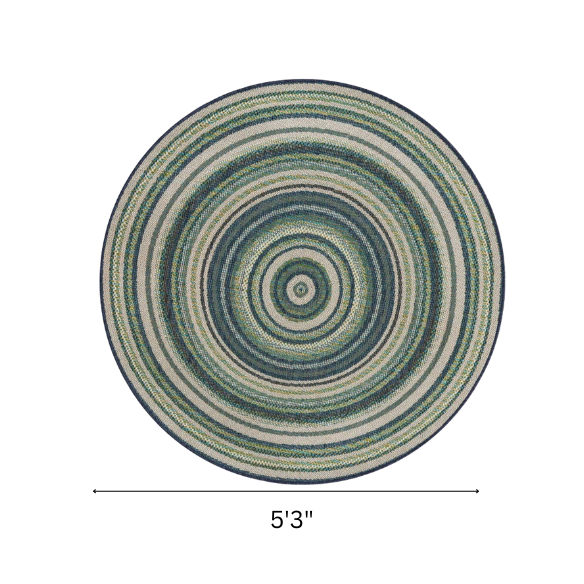 Coastal-Inspired Geometric Rug – Fade & Stain-Resistant,Ivory,Green,Blue Pattern, Ideal for Indoor/Outdoor Use