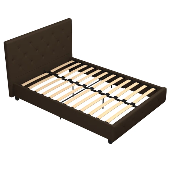 Luxurious Faux Leather Platform Bed – Full Double Size with Sleek Modern Design