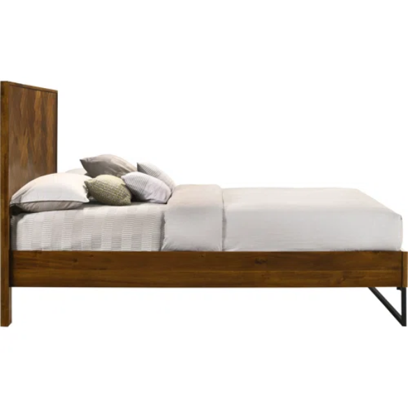 Industrial Mid-Century Modern Platform Bedroom Set with Herringbone Design Headboard – Stylish and Versatile