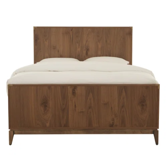 Timeless Traditional Solid Wood 3-Piece Configurable Bedroom Set in Natural Walnut with Sleek Panel Bed, 2-Drawer Nightstand, and 6-Drawer Dresser for Effortless Style and Organization