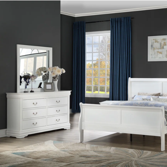 Elegant Polish Wooden Louis Philippe Style 5-Piece Full Double Size Bedroom Set – Timeless Design with Classic Charm and Luxurious Craftsmanship