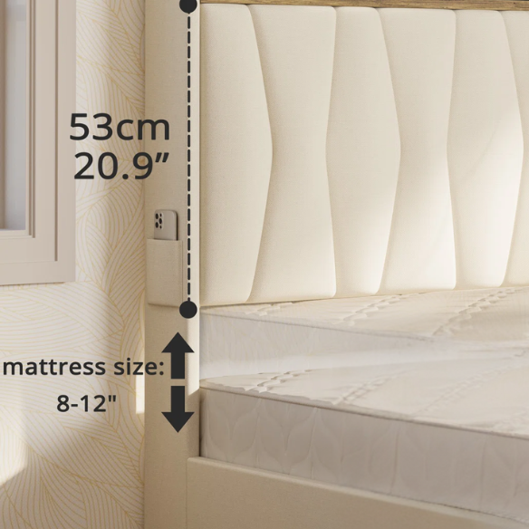 Modern Upholstered King Size Bed Frame with 3 Storage Drawers, Soft Foam Headboard, and Built-in Charging Station