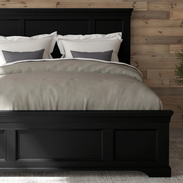 Elegant Queen Bedroom Set in Solid Black Wooden Design
