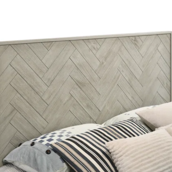 Industrial Mid-Century Modern Platform Bedroom Set with Herringbone Design Headboard – Stylish and Versatile