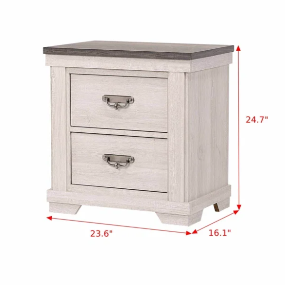 Luxurious Rustic Solid Wood 5-Piece Twin Bedroom Set: Cream & Brown Panel Bed, Dresser, Mirror, Nightstand, and Chest