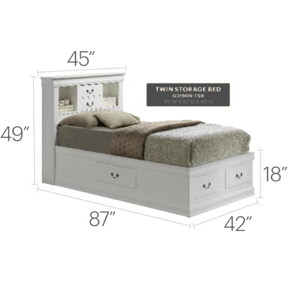 Wooden Bookcase Storage Twin Bed – Space-Saving Design with Stylish Shelving