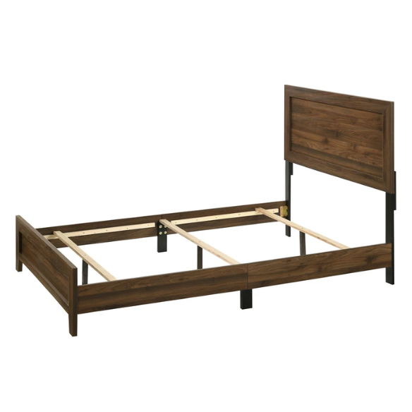 Elegant 5-Piece Cherry Brown Transitional Wood Grain Panel Bedroom Set with Timeless Style and Modern Touch