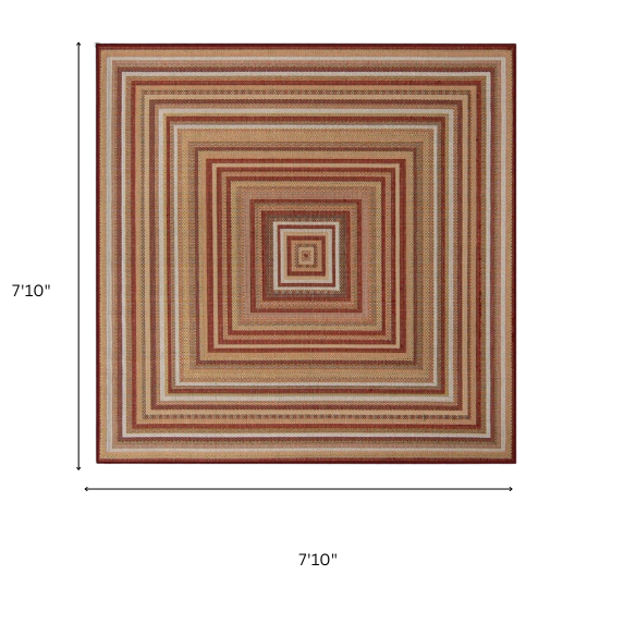 Coastal-Inspired Geometric Rug – Fade & Stain-Resistant, Burgundy,Ivory,Orange,Green,Blue Pattern, Ideal for Indoor/Outdoor Use