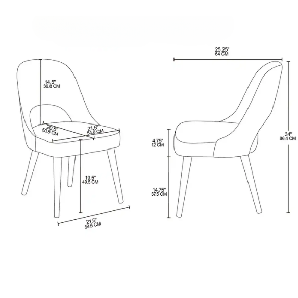 Textured Fabric Dining Side Chairs (Set of 2) – Solid Wood Frame with Mediterranean or Pecan Finish, High-Density Foam Fill & Rounded Back Design