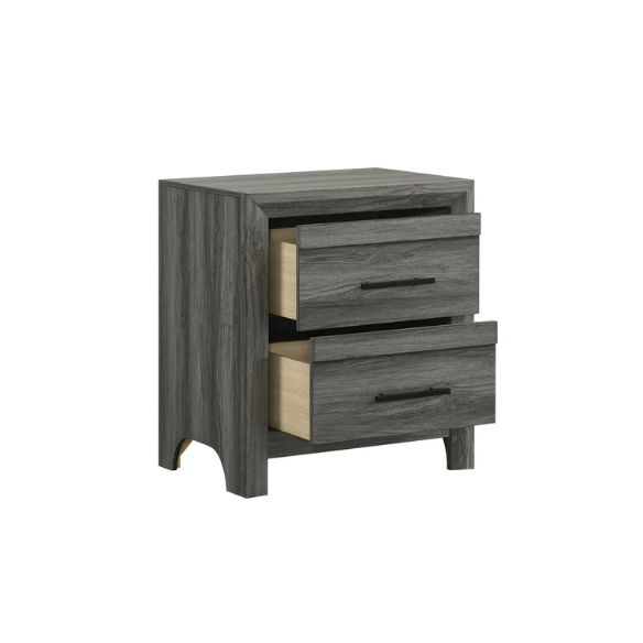 Stylish Dark Grey Wooden 5-Piece Twin Bedroom Set: Luxurious Rustic Solid Wood Design