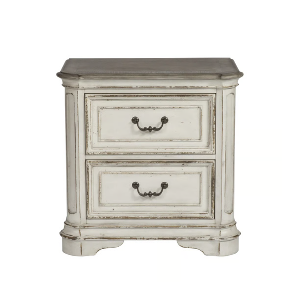 Upholstered Bed, Dresser, Mirror, and Nightstand Set in Antique White – Timeless Elegance, Refined Craftsmanship, and Distinctive Style
